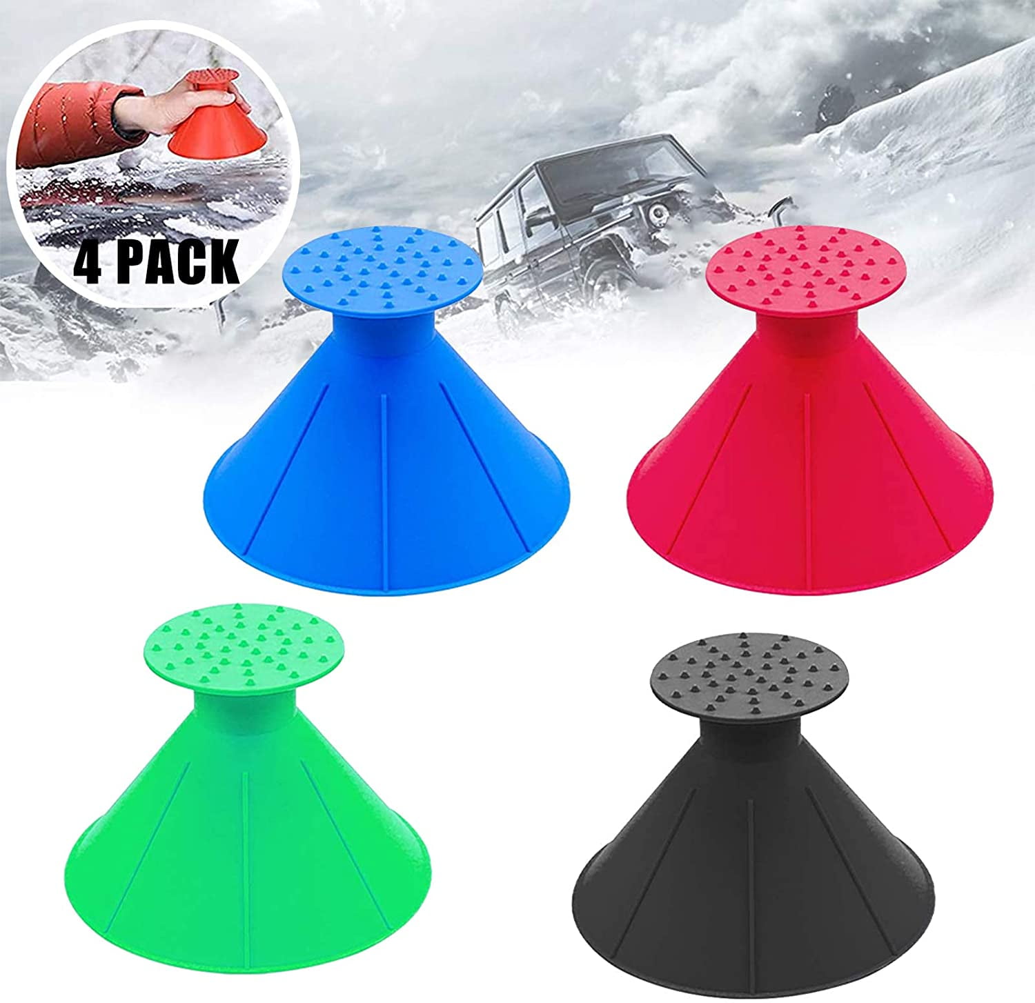 Ice Scraper 4 Pack Round Magic Ice Scraper for Car, Magical Round