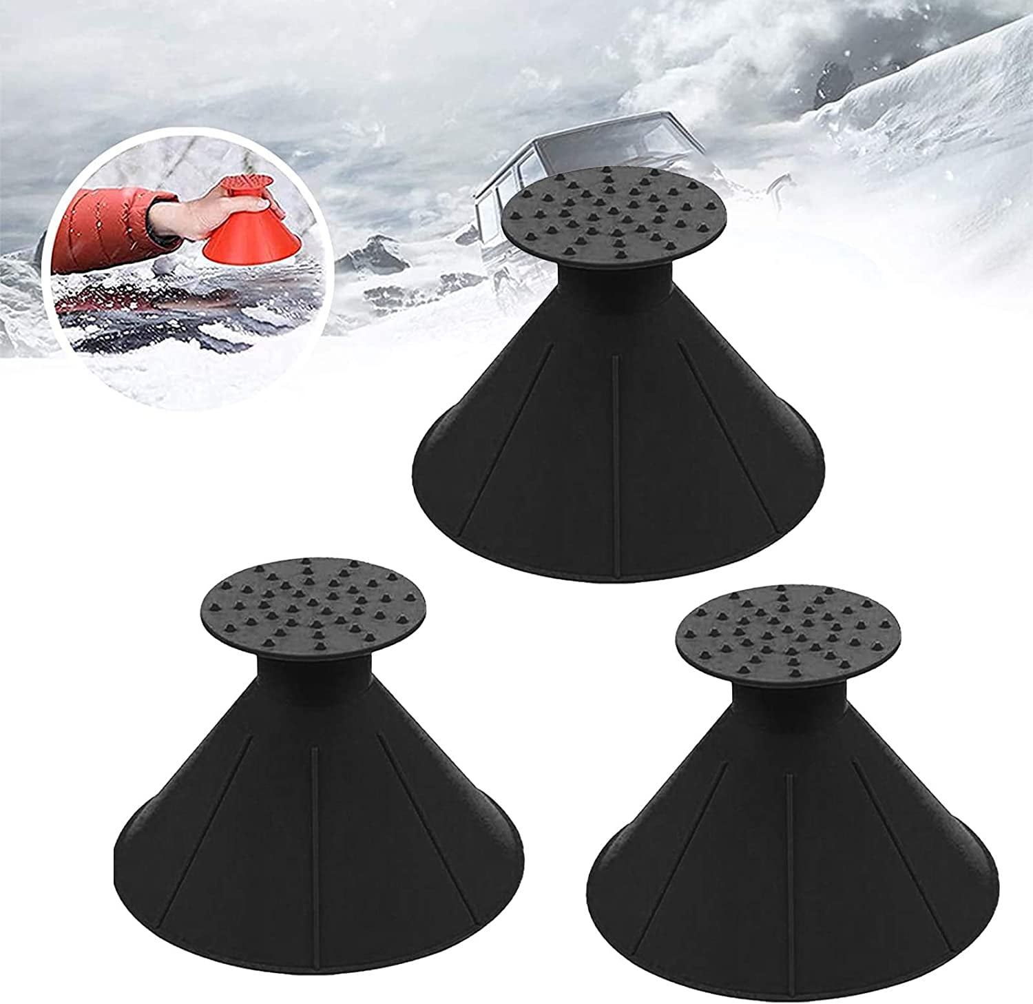 Ice Scraper 4 Pack Round Magic Ice Scraper for Car, Magical Round