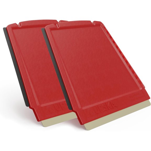 Ice Scraper Brass Blade Small Ice Scraper for Car 2 Pack 4-in-1 Small Ice Scrapers for Car Windshield Frost Wipe Scraper Snow Scraper for Car Original Murska from Europe Winter (2-Pack L&P A052 Red)
