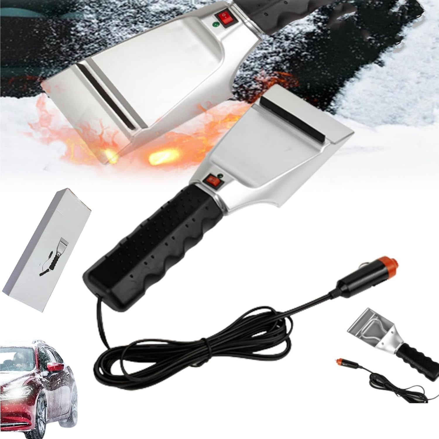 Ice Scraper for Car Durable Heated, Heated Snow Ice Scraper for Car ...