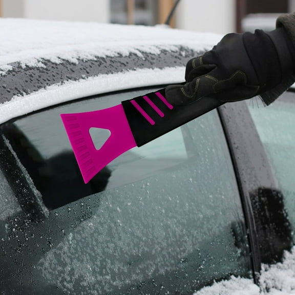 Ice Scraper for Car Windshield,Plastic Handheld Vehicle Window Snow Frost LCE Remover Cleaning Freezer with Non-Slip Handle, Auto Freezer Shovel Defroster, Universal Fit (Hot Pink)