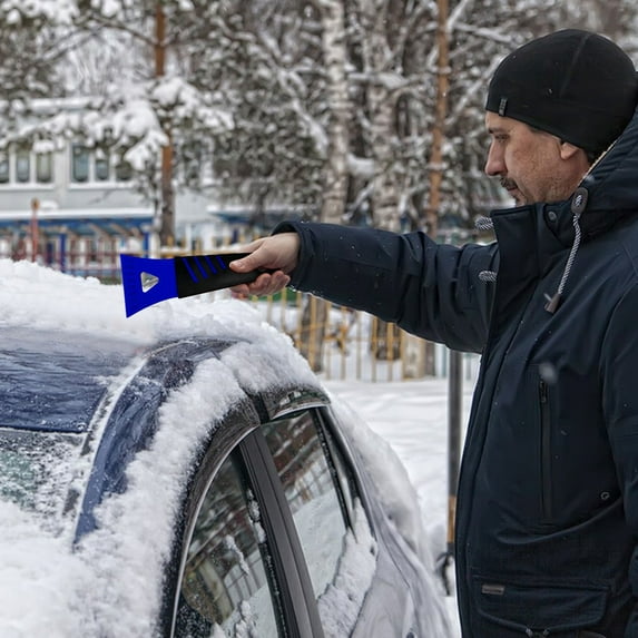 Ice Scraper for Car Windshield,Plastic Handheld Vehicle Window Snow Frost LCE Remover Cleaning Freezer with Non-Slip Handle, Auto Freezer Shovel Defroster, Universal Fit (Blue)