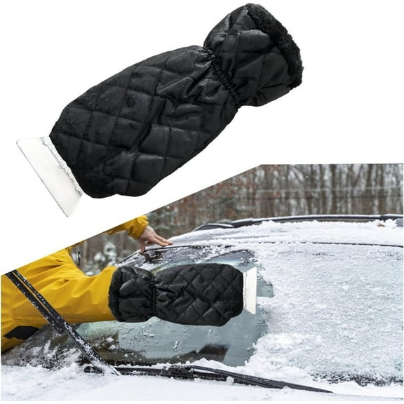 Ice Scraper with Glove, NOGIS No Scratch Car Scraper Mitt with Thick Lining, Waterproof Windshield Scraper for Winter to Remove Ice and Snow, Vehicle Essential Snow Removal Supplies (Black)