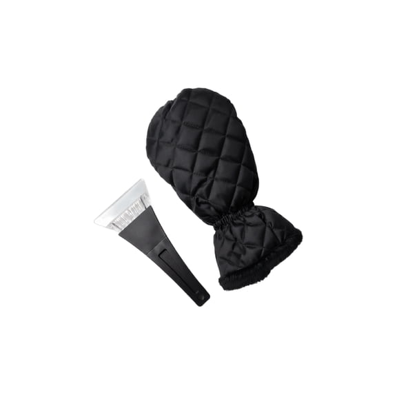 Ice Scraper Mitt, Black Insulated Quilted Waterproof, 1 Pack Universal Fit for Most Hands, Winter Car Windshield Snow Remover Glove with Detachable Ice Shovel for Frost Snow Slush Clearing