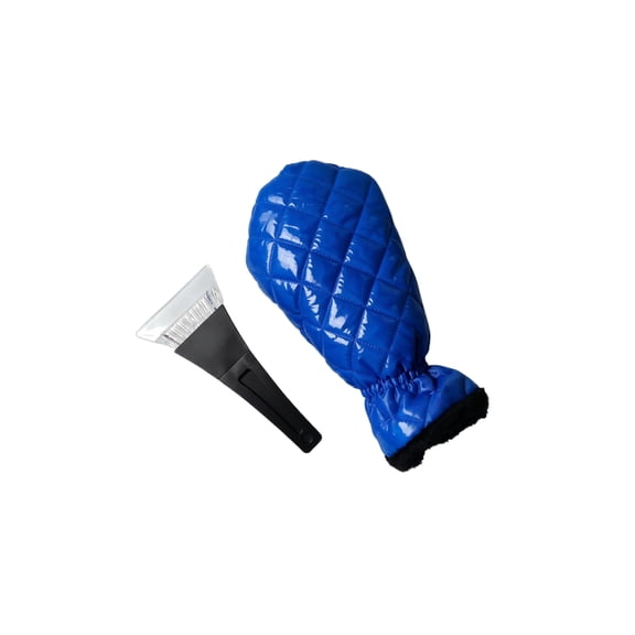 Ice Scraper Mitt, Blue Waterproof Fleece Lined, 1 Pack Winter Hand Protector with Detachable Ice Scraper, for Car Windshield Snow Frost Removal Cold Weather Outdoor Use