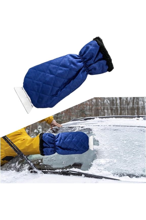 Ice Scraper Mitt for Car, NOGIS Waterproof Snow Remover Glove, Warm Padding Snow Scraper Gloves with Comfortable Grip for Windshield Car Window, Detachable Cleaner No Scratch for Car (Blue)