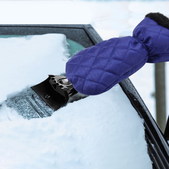 Ice Scraper Mitt for Car Windshield, Waterproof Snow Remover Scraper Glove with Thick Fleece Lining for Home Car Window Snow Remover Scratch-Free