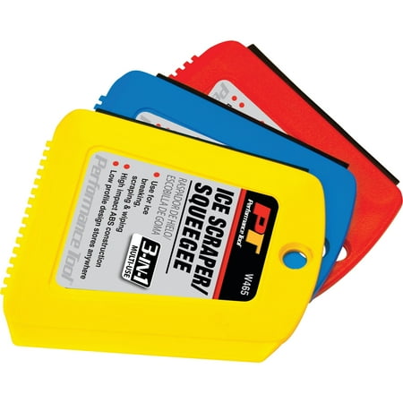 Performance Tool W465 3-in-1 Ice Scraper with Low Profile Design and High Impact ABS Construction for Breaking, Scraping, and Wiping