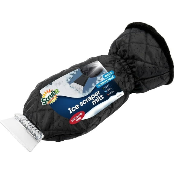 SCRUBIT Ice Scraper Tool with Glove, Car Windshield Scraper for Ice and Snow, Black