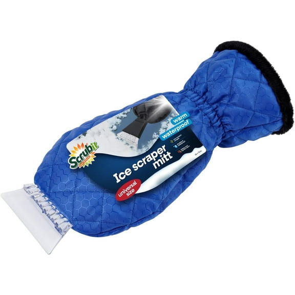 SCRUBIT Ice Scraper Tool with Glove, Car Windshield Scraper for Ice and Snow, Blue