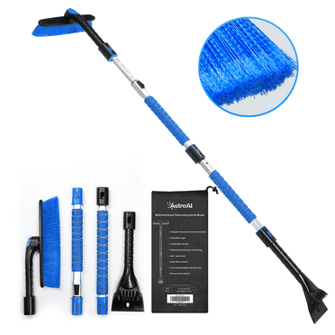 Ice Scraper and Extendable 62.4" Snow Brush, Snow Scraper for Car Windshield with 360° Pivoting Brush Head for Car, Blue