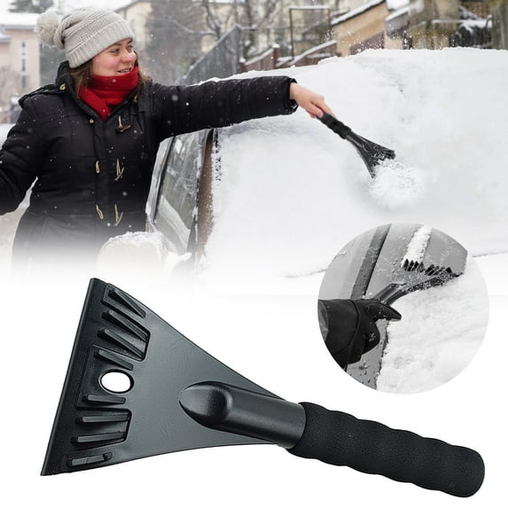 Ice Scrapers for Car Windshield, Snow Brush Scrapers Car Window Frost Removal with Foam Handle, Large Soft Blade for SUVs Trucks-Scratch, 1 Pcs, 10.2x4.2"