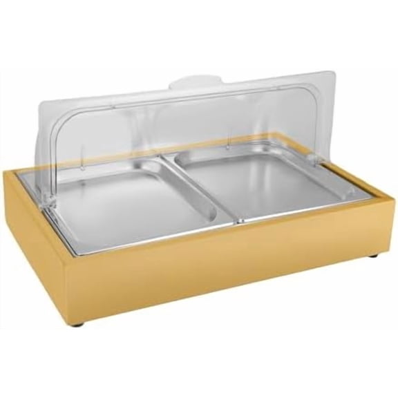Ice Serving Trays for Parties Chilled Serving Display Tray with Clear Roll Top Cover Buffet Cold Serving Cooler Platter w/ 2 Ice Packs Cooling Food Dishes for Seafood Fruit Party Buffet Tray