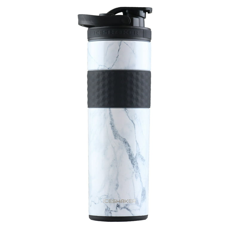 WAASS Double Wall Vacuum Insulated Protein Shaker Bottle with Mixer Ball  for Gym - Leakproof One-Click Lid - BPA-Free Metal Smoothie Cup for Hot 