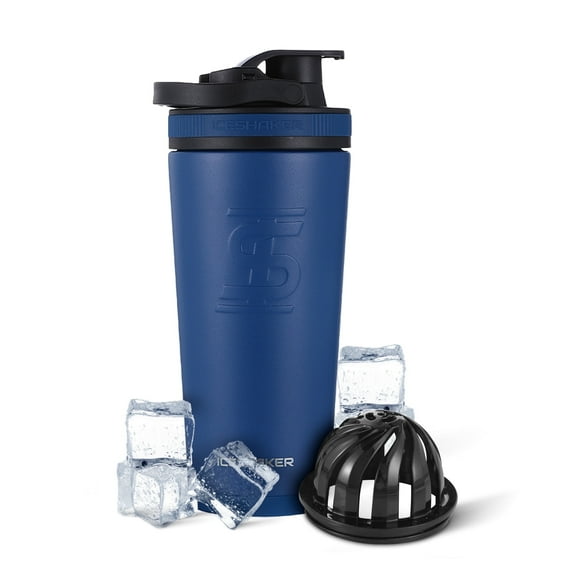 Ice Shaker Stainless Steel Protein Shaker Bottle, 26oz Navy