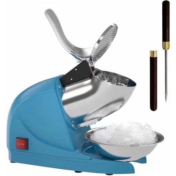Ice Shaver Prevent Splash Snow Cone Machine, Electric 3 Blades Shaved Ice Machine, 380W Ice Shaver Machine, 286lbs/hr Ice Crushers for Home Use, Ice Shaver Machine Electric, Ice Crusher (Silver)