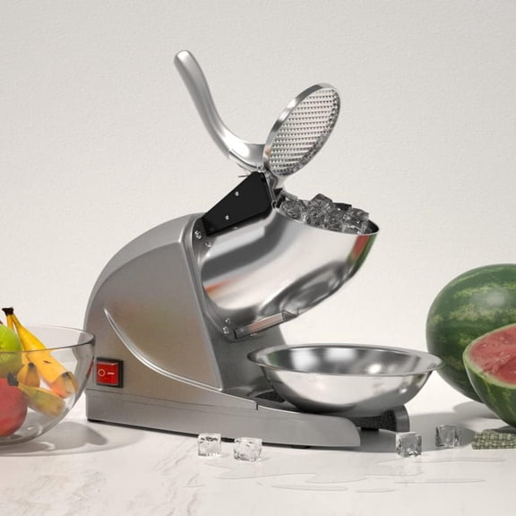 Ice Shaver Prevent Splash Snow Cone Machine, Electric 3 Blades Shaved Ice Machine, 380W Ice Shaver Machine, 286lbs/hr Shave Ice Machines, Snowcone Machines, Ice Crusher (Silver)