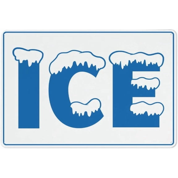 Ice Sign – 8x12 Inch RustFree Aluminum,Reflective & Weatherproof Metal Sign,HighVisibility Warning Sign for Ice Storage,Ice Making,or Commercial Use