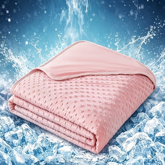 Ice Silk Beaded Fleece Cooling Throw Blanket, Lightweight Breathable Summer Blanket for Hot Sleepers, Soft Cool Blanket for Sofa, Bedroom & Travel