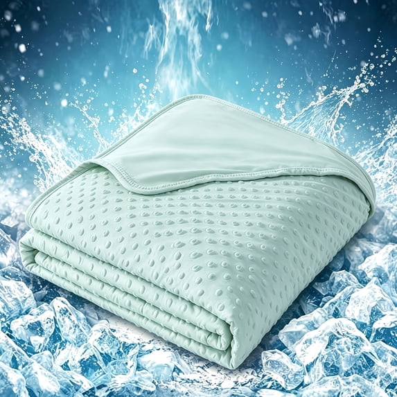Ice Silk Beaded Fleece Cooling Throw Blanket, Lightweight Breathable Summer Blanket for Hot Sleepers, Soft Cool Blanket for Sofa, Bedroom & Travel