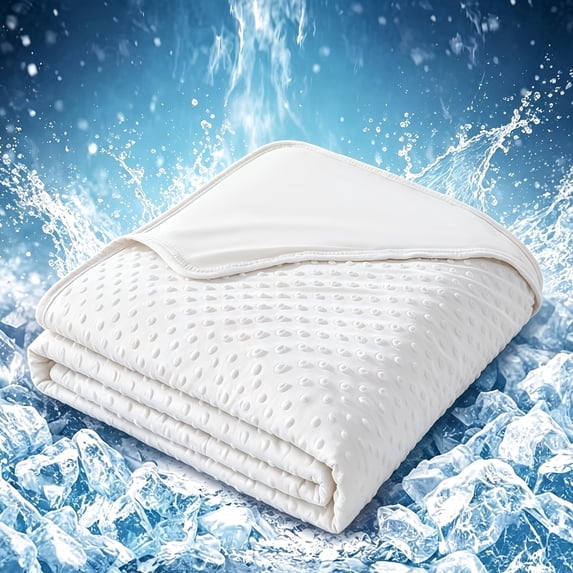 Ice Silk Beaded Fleece Cooling Throw Blanket, Lightweight Breathable Summer Blanket for Hot Sleepers, Soft Cool Blanket for Sofa, Bedroom & Travel