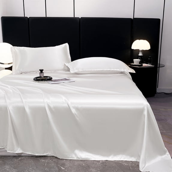 Ice Silk Bed Sheets, Gaqring Luxurious Soft Cooling 3-Piece Sheet Set, Breathable Quick Dry Machine Washable Bedding for All Seasons
