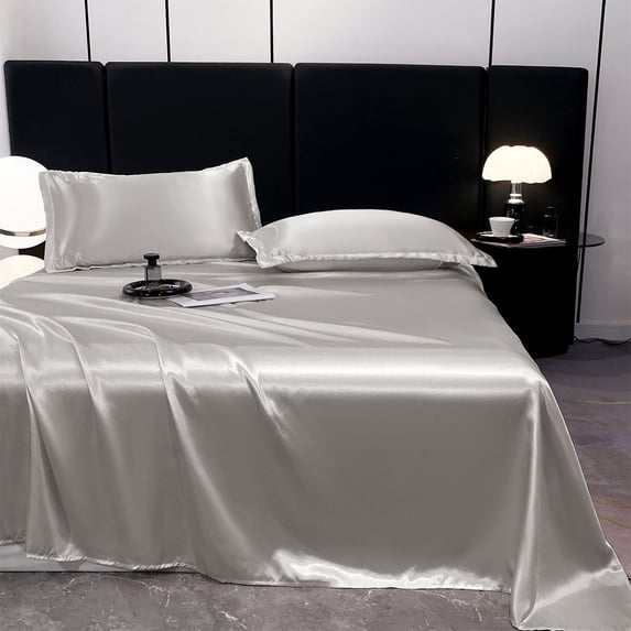 Ice Silk Bed Sheets, Gaqring Luxurious Soft Cooling 3-Piece Sheet Set, Breathable Quick Dry Machine Washable Bedding for All Seasons