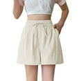 thumbnail image 1 of Ice Silk Bermuda Shorts for Women High Waist Quick-Dry Wide Leg Shorts Summer Sports Casual with Drawstring, 1 of 4