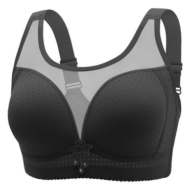 Ice Silk Bra, Comdrip Women Lace Back Button Shaping Cup Adjustable Shoulder Strap Large Size Underwire Bra Womens Bras No Underwire Full Support Black 40