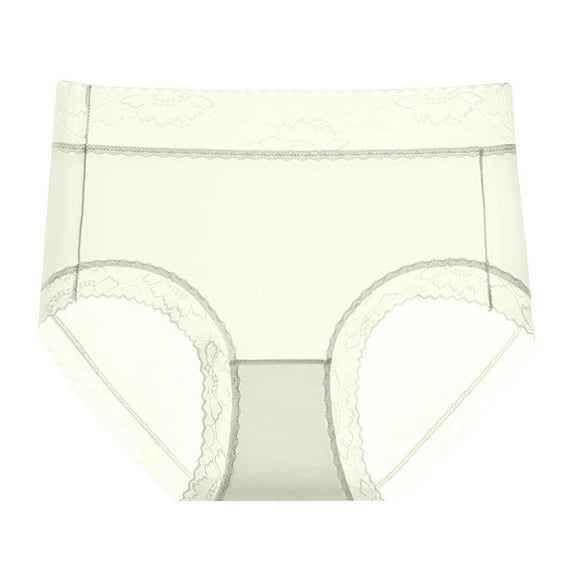 Ice Silk Briefs for Women Mid-Waist Seamless Silk Antibacterial Crotch Thin Full-Hip Lace Edge Underwear