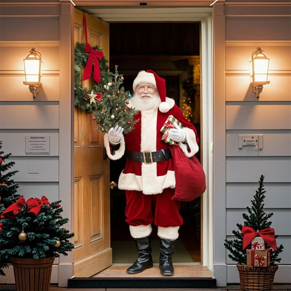 Ice Silk Christmas Door Cover Holiday Entrance Decoration For Living Room Home Office Or Party Doorway Adds Warm Welcome Festive Spirit And Stylish Christmas Decor