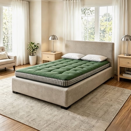 Ice Silk Cool Foldable Mattress Topper, Lightweight Sleeping Mat for Tatami Hotel