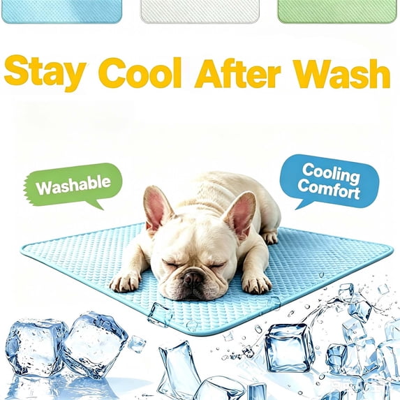 Ice Silk Cooling Mat for Dogs, Self-Cooling Ice Silk Dog Mat, Portable Washable Non-Slip Pet Cooling Pad for Indoor & Outdoor, Breathable Dog Cooling Blanket for Large & Small Dogs _ Blue