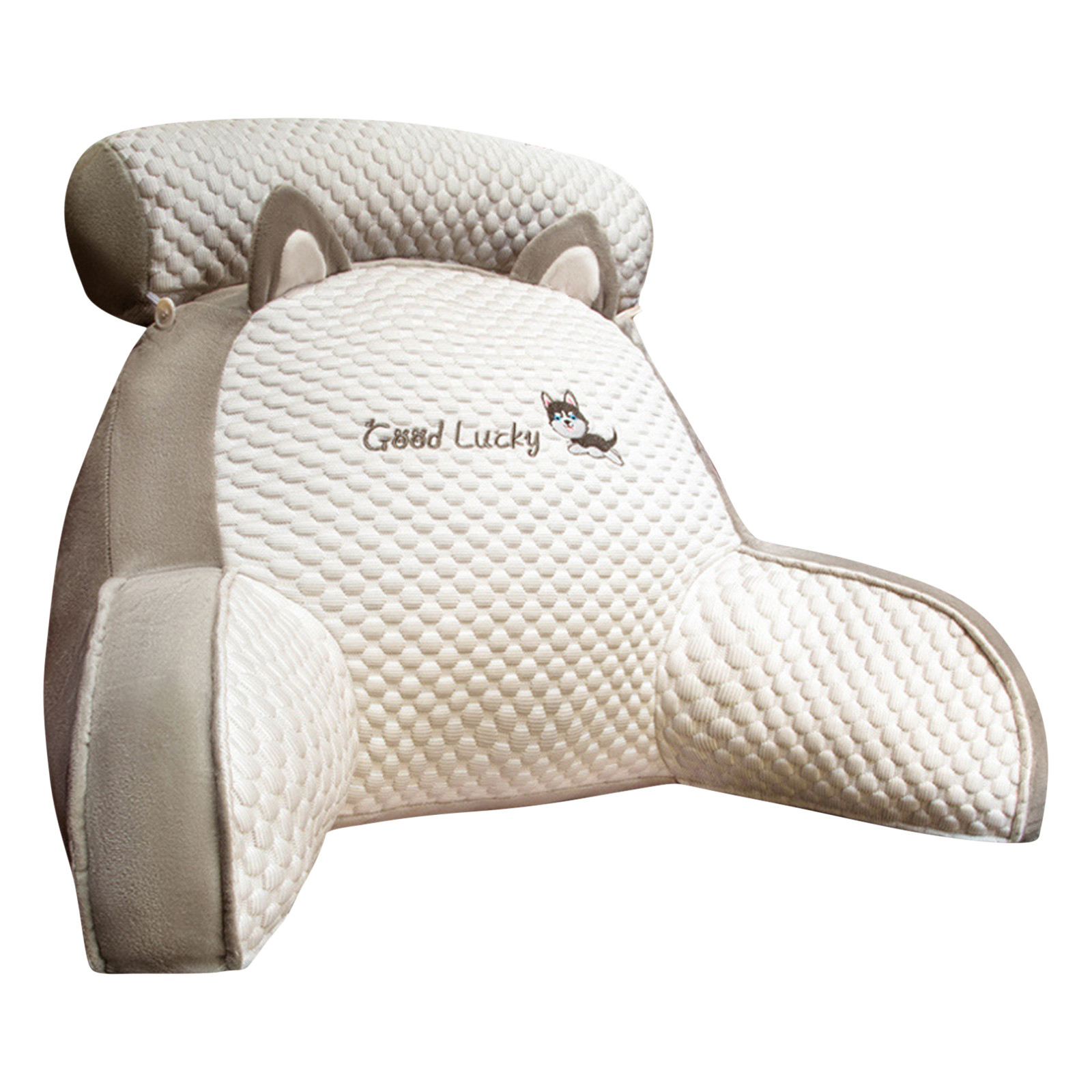 Ice Silk Cute Reading Pillow, Reading Cushion For Sofa, Bed Chair Backrest Cushion With Armrests