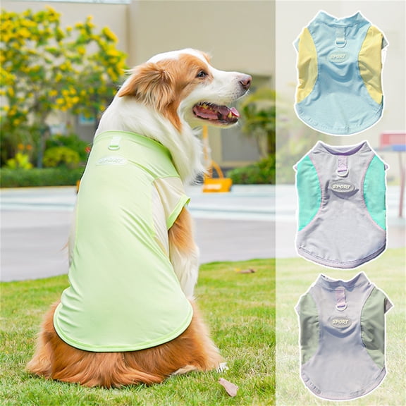 Ice Silk Dog Cooling Vest Sun Protection Shirt for Small Medium Large Dogs Breathable Pet Summer Clothes with D-Ring for Walking Outdoor Sport Apparel Gray