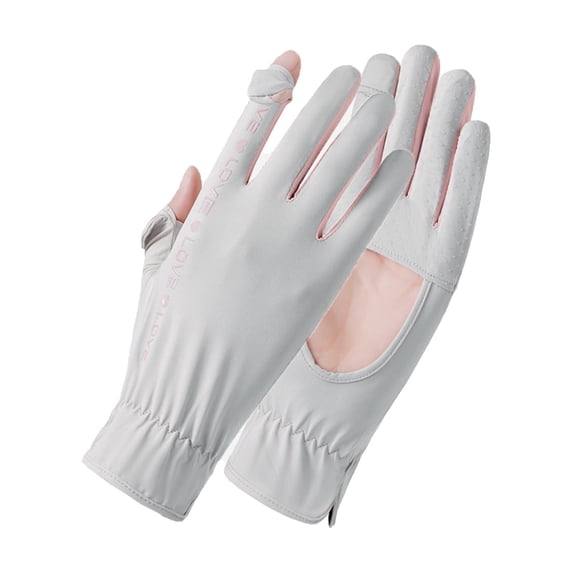 Ice Silk Driving Gloves for Women UV Protection Touchscreen Non Slip Gloves Breathable Mesh Back Summer Gloves with LOVE Print Free Size