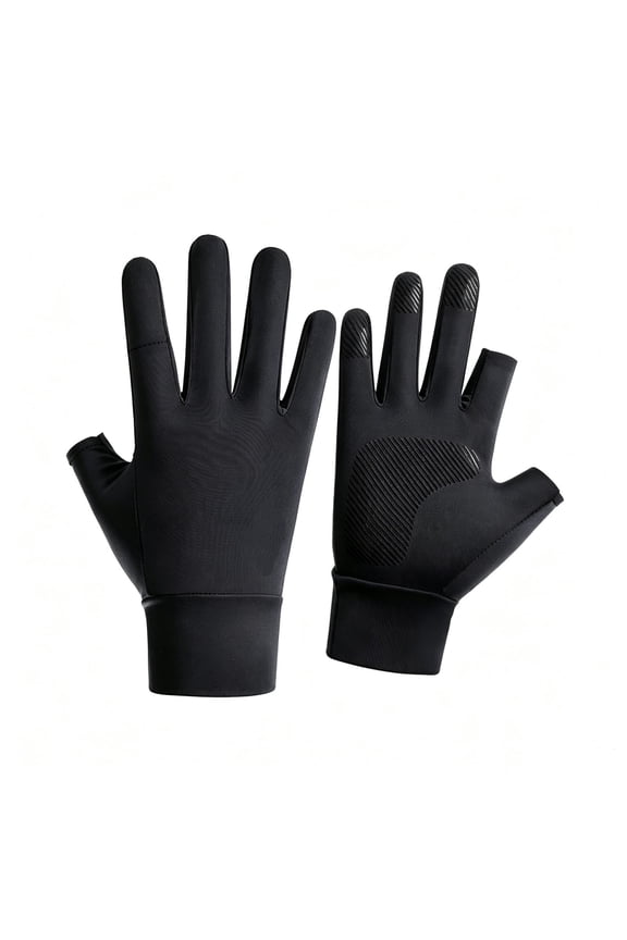 Ice Silk Fingerless Gloves for Cycling Driving Sun Protection Breathable Quick Dry Outdoor Sports