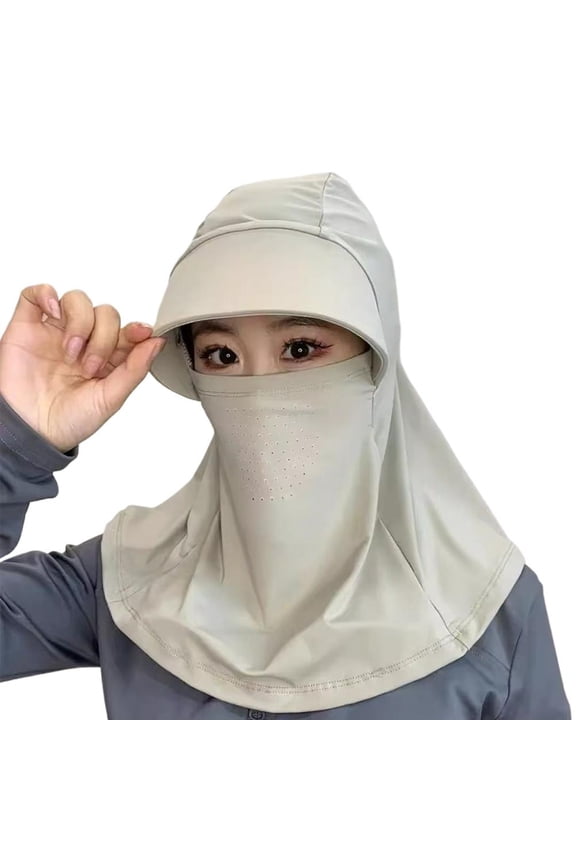 Ice Silk Full Face Visor Hat for Sun Protection with Wide Brim and Neck Coverage