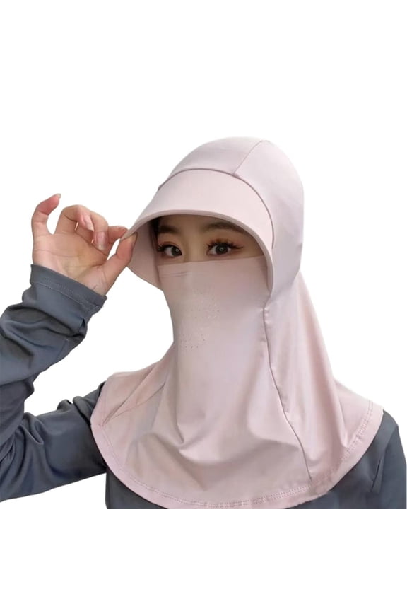 Ice Silk Full Face Visor Hat for Sun Protection with Wide Brim and Neck Coverage