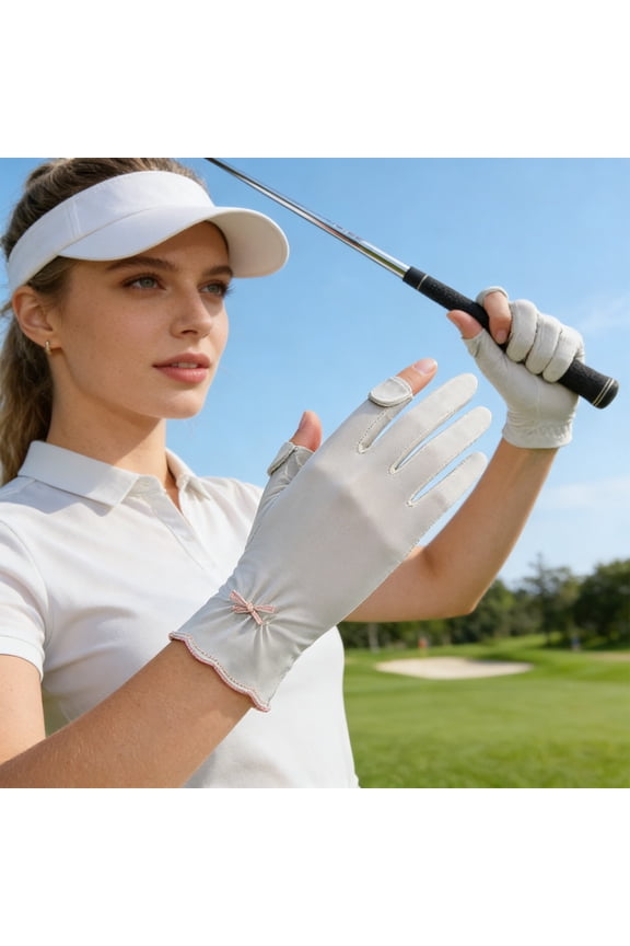 Ice Silk Gloves for Women Summer Breathable Thin UV Protection Gloves for Outdoor Driving Touch Screen Anti-Slip - One Size Fits All