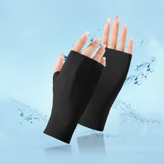 Ice Silk Half Finger Sun Protection Gloves GIJNRIUIUA Under $3 Open Finger UV Block Cooling Touch Screen Driving Manicure Skincare Hand Cover Lightweight Breathable Summer Outdoor Mittens