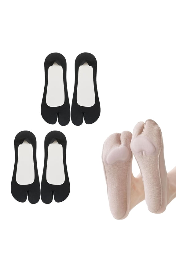 Ice Silk Invisible Liners,Insole No Show Socks,Women'S Split Toe Ice Silk Invisible Non Slip Silicone Liner Socks