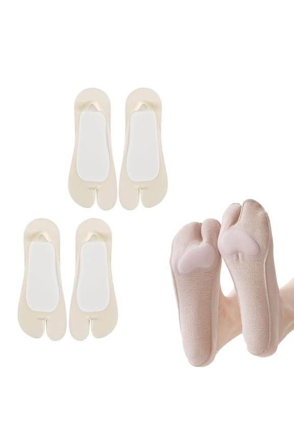 Ice Silk Invisible Liners,Insole No Show Socks,Women'S Split Toe Ice Silk Invisible Non Slip Silicone Liner Socks