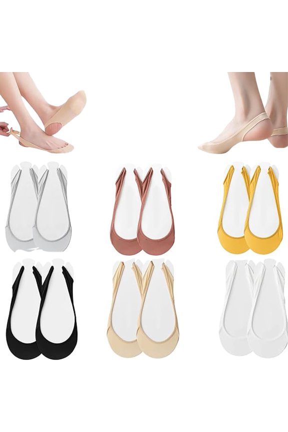Ice Silk Invisible Liners, Women's Ice Silk No Show Ultra-Thin Liners, 6 Pairs Per Set Breathable Anti-Slip Socks