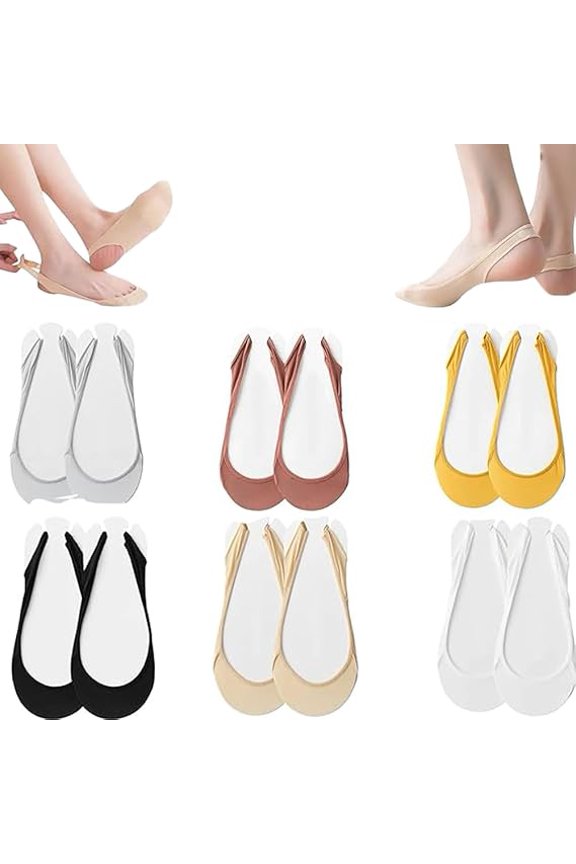 Ice Silk Invisible Liners, Women's Ice Silk No Show Ultra-Thin Liners, 6 Pairs Per Set, Breathable, Non-Slip Invisible Socks