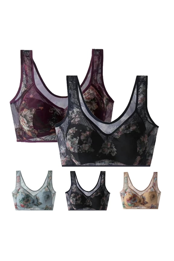 Ice Silk Lace Cooling Comfort Bra, Ice Silk Comfort Bra for Older Women, Buttonless Comfortable Bra