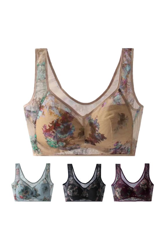 Ice Silk Lace Cooling Comfort Bra, Ice Silk Comfort Bra for Older Women, Buttonless Comfortable Bra