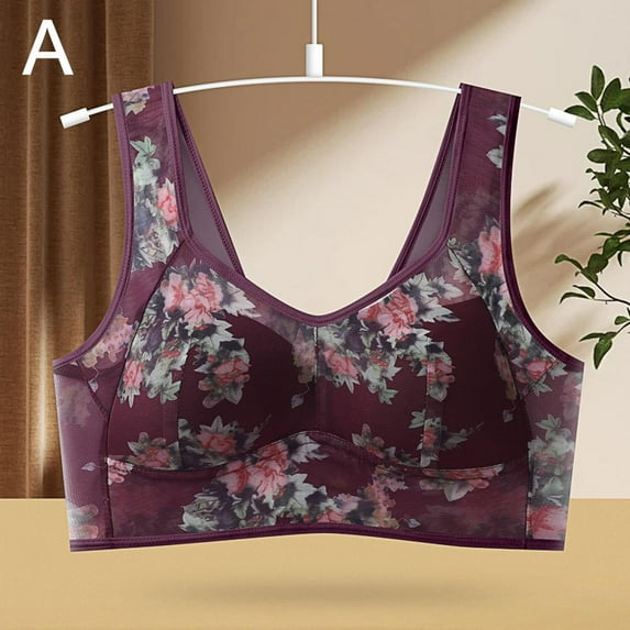 Ice Silk Lace Cooling Comfort Bra, Lace Buttonless Comfortable Bra G4N6