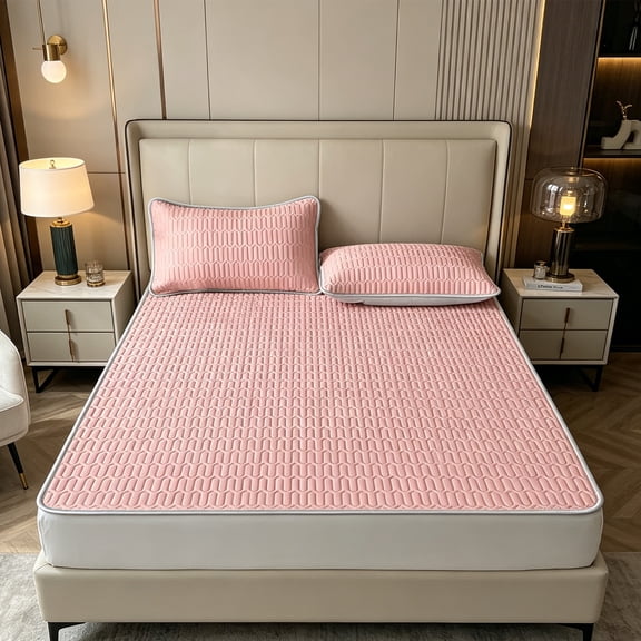 Ice Silk Mat Set, Summer Cooling Bed Sheet Pillowcase, Breathable Dormitory Set, Air Conditioner Compatible, 150x200cm