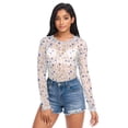 thumbnail image 1 of Ice Silk Mesh Long Sleeve Top Cooling Comfort Women's Crewneck Mesh Tops Casual Shirt Blue and Yellow Wildflowers X-Large, 1 of 6